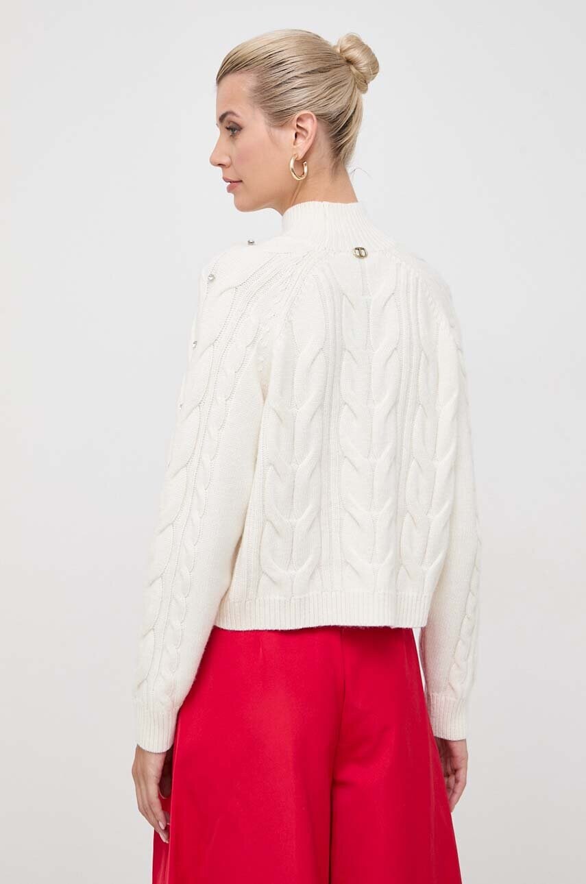 Svetr z vlněné směsi Twinset dámský, béžová barva, s pologolfem Twinset 
                                8052860869367 
                                232TT3451 