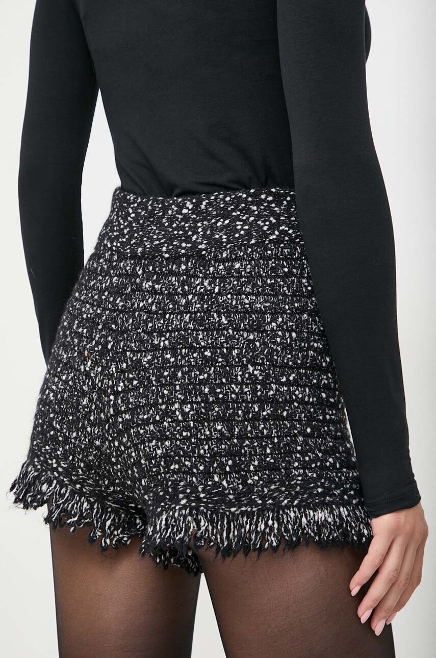 Šortky z vlněné směsi Twinset černá barva, vzorované, high waist Twinset 
                                8052860870141 
                                232TT3361 