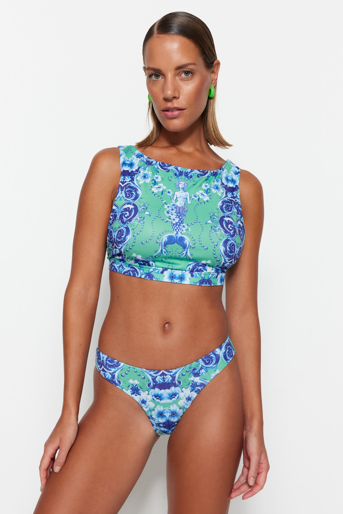 Damen-Bikiniunterteil Trendyol Trendyol 
                                8683048043264 
                                TBESS22BA0306/Green-Multicolor 