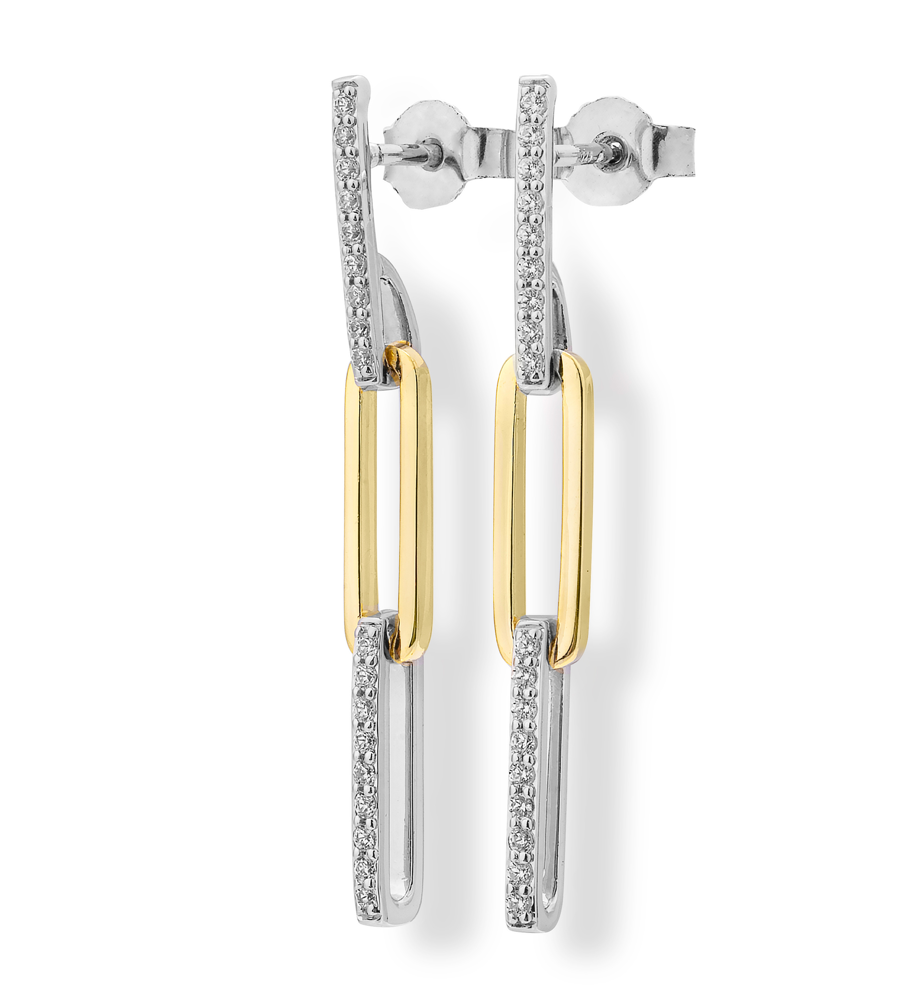 Breuning 1/4ctw Diamond Two-Tone White and Yellow Gold Paperclip Chain Drop Earrings Breuning 
                                 
                                11-03134-0 
