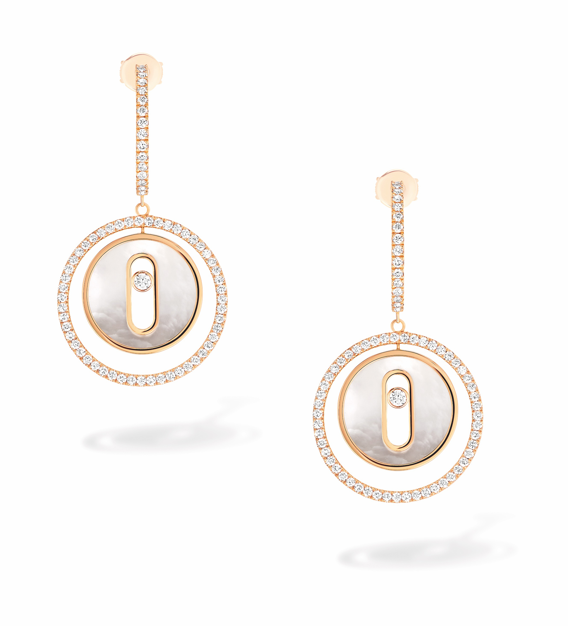 Messika Lucky Move PM White Mother of Pearl and 1/2ctw Diamond Rose Gold Earrings Messika 
                                 
                                12764-PG 