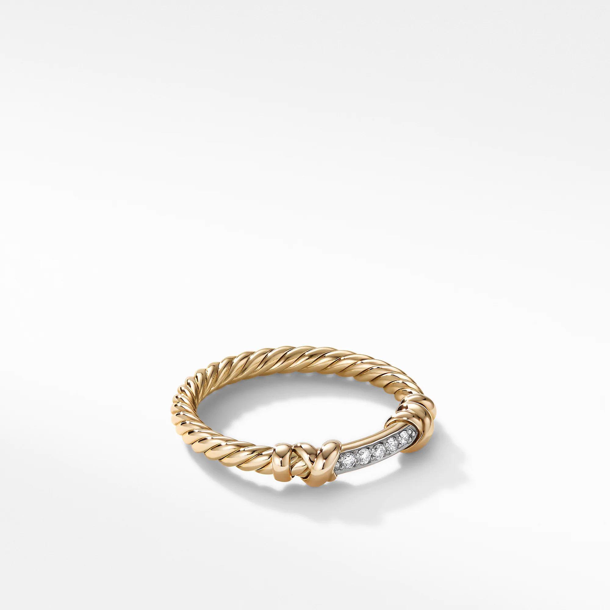 David Yurman Petite Helena Wrap Ring in 18k Yellow Gold with Diamonds | Size 4.5 David Yurman 
                                192740861611 
                                R16393D88ADI45 