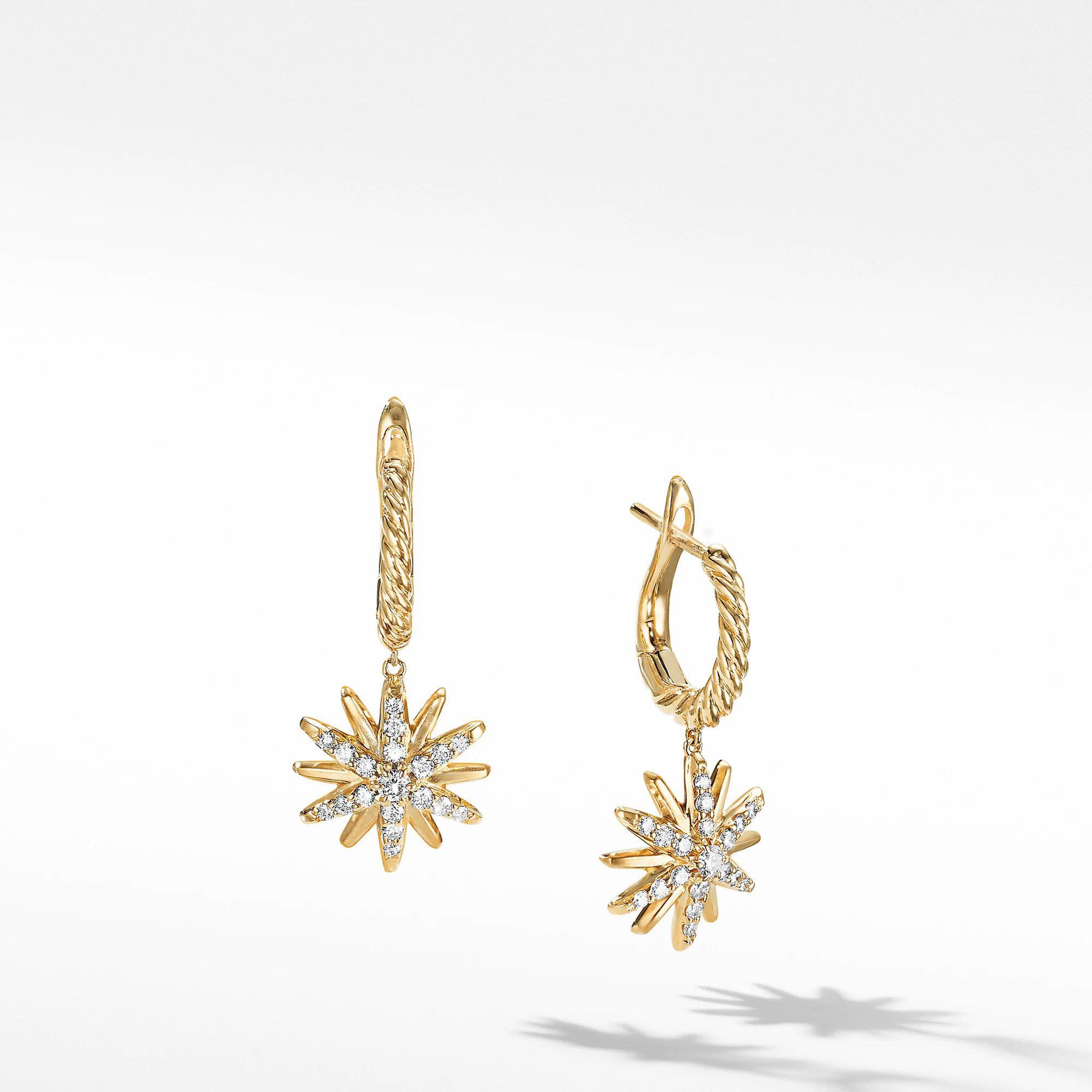 David Yurman Starburst Drop Earrings in 18k Yellow Gold with Pave Diamonds David Yurman 
                                192740898488 
                                E16434D88ADI 