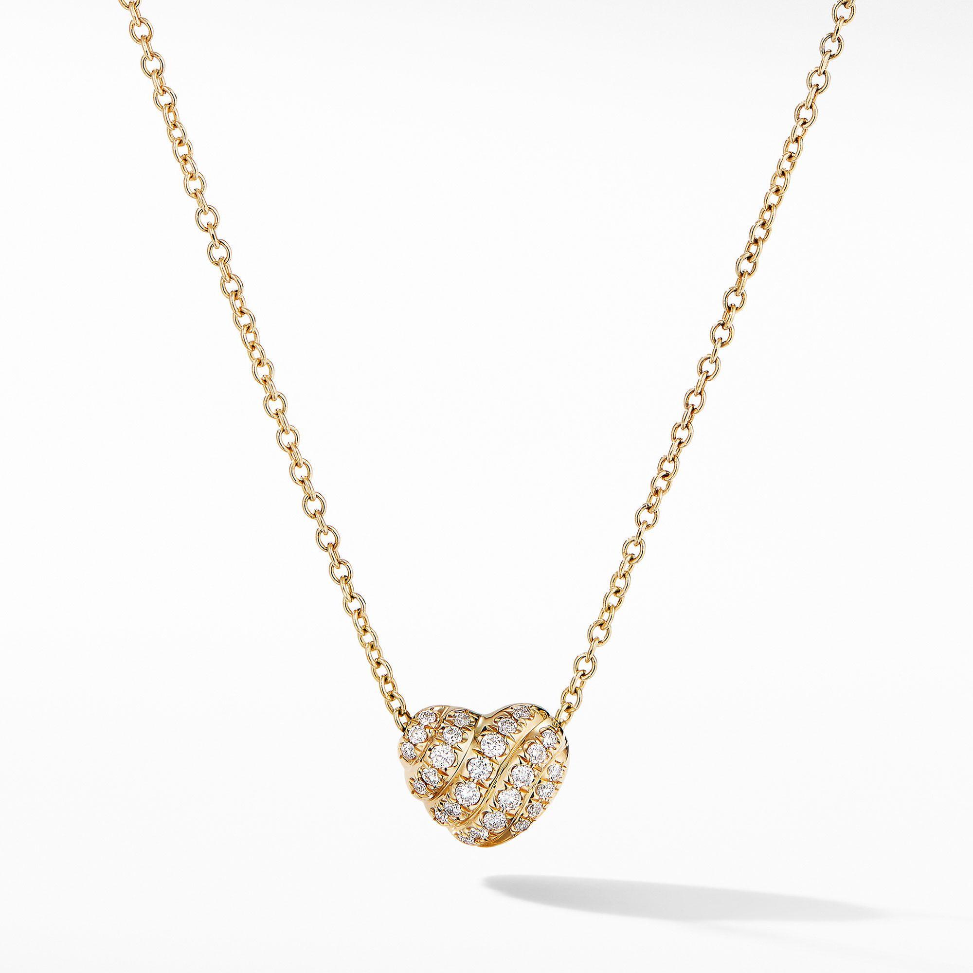 David Yurman Heart Pendant Necklace in 18k Yellow Gold with Pave Diamonds David Yurman 
                                192740943850 
                                N16059D88ADI18 