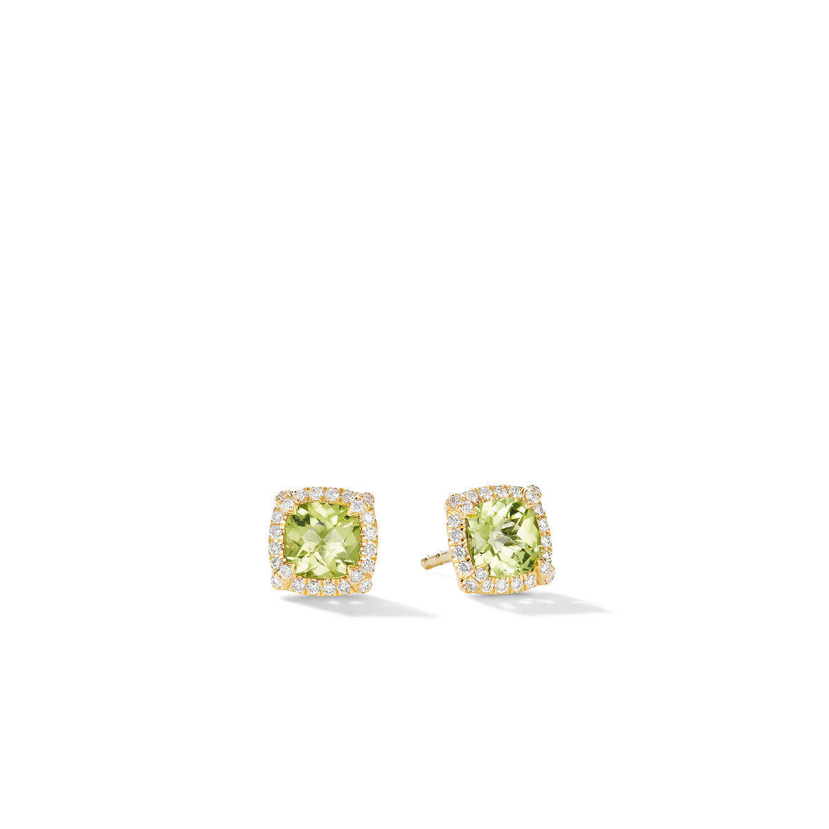 David Yurman Petite Chatelaine Pave Bezel Stud Earrings in 18K Yellow Gold with Peridot and Diamonds David Yurman 
                                192740943973 
                                E14986D88APRDI 
