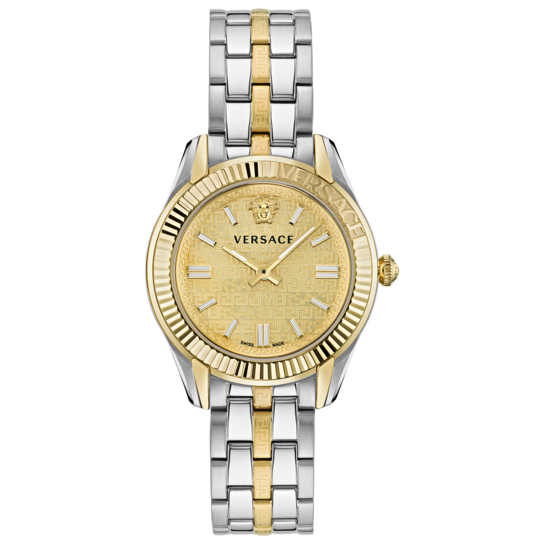 Versace Greca Time Gold Dial Two-Tone Stainless Steel Bracelet | 35mm | VE6C00523 Versace 
                                196629562446 
                                VE6C00523 