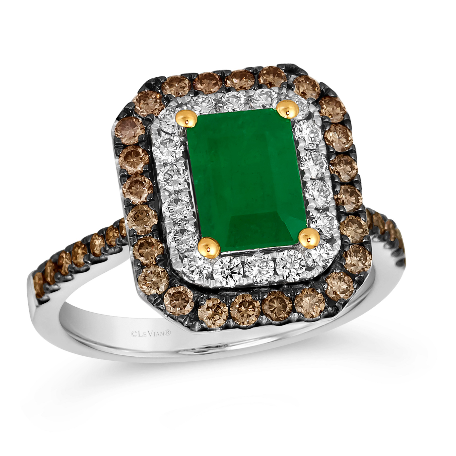 Le Vian(R) Emerald Costa Smeralda Emeralds(tm) 7/8ctw Chocolate Diamonds(R) and Nude Diamonds(tm) 14k Vanilla Gold(R) Ring Le Vian 
                                196724058332 
                                FRBU 6 