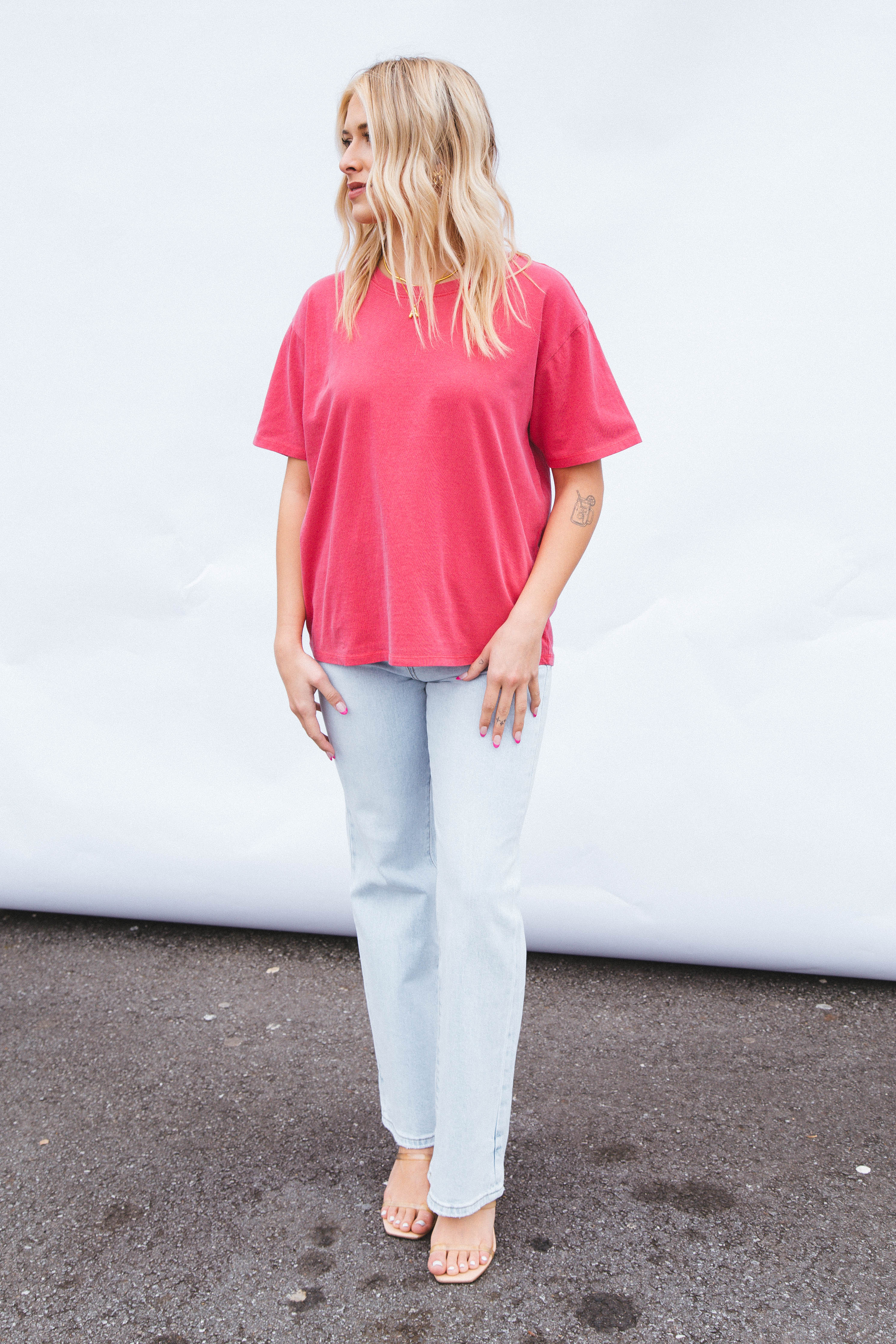 Elyse Short Sleeve Crew Neck Tee Raspberry HYFVE 
                                 
                                213909 