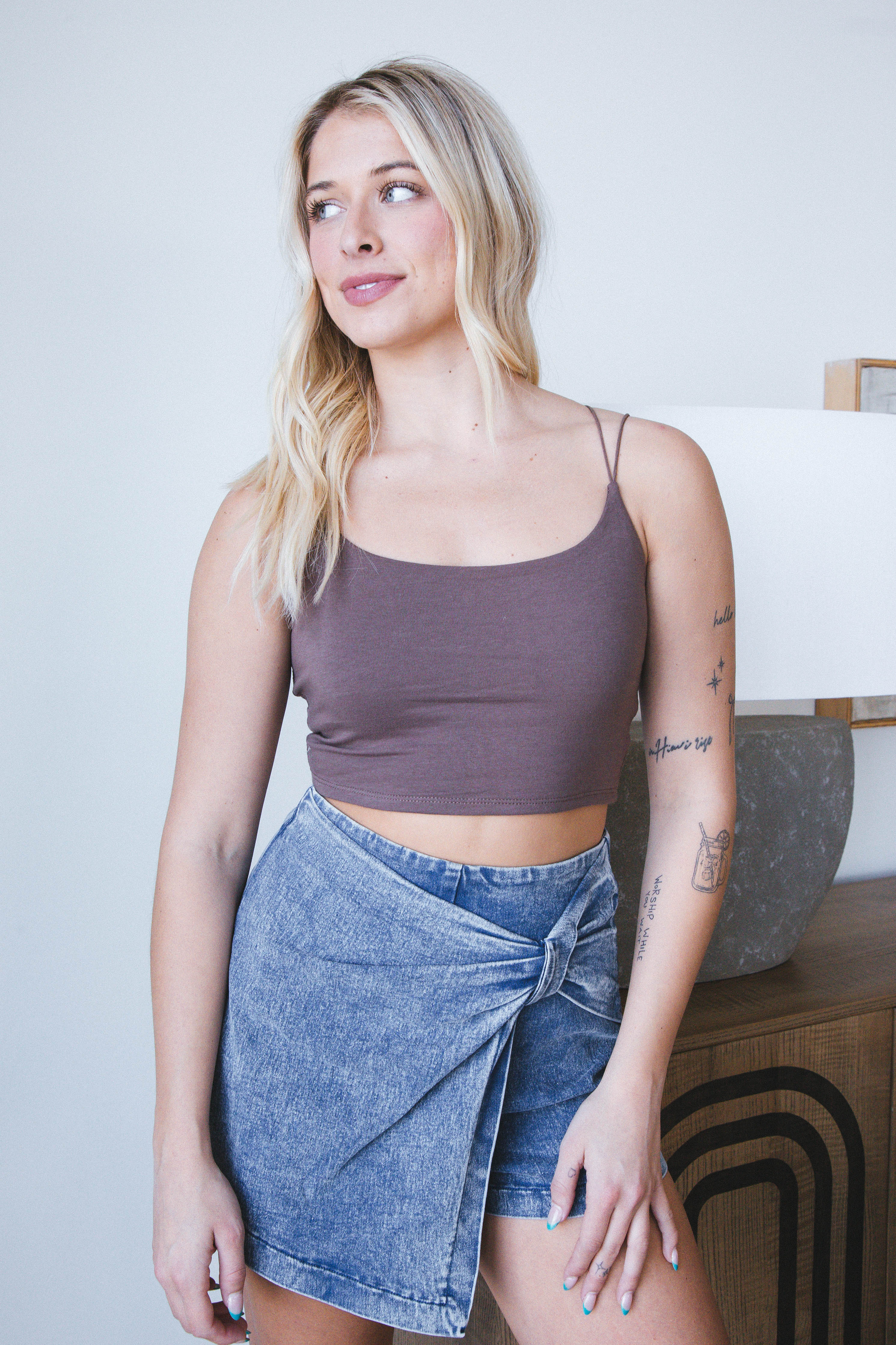 Sarah Cami Crop Top Brown Active Basic 
                                 
                                216256 