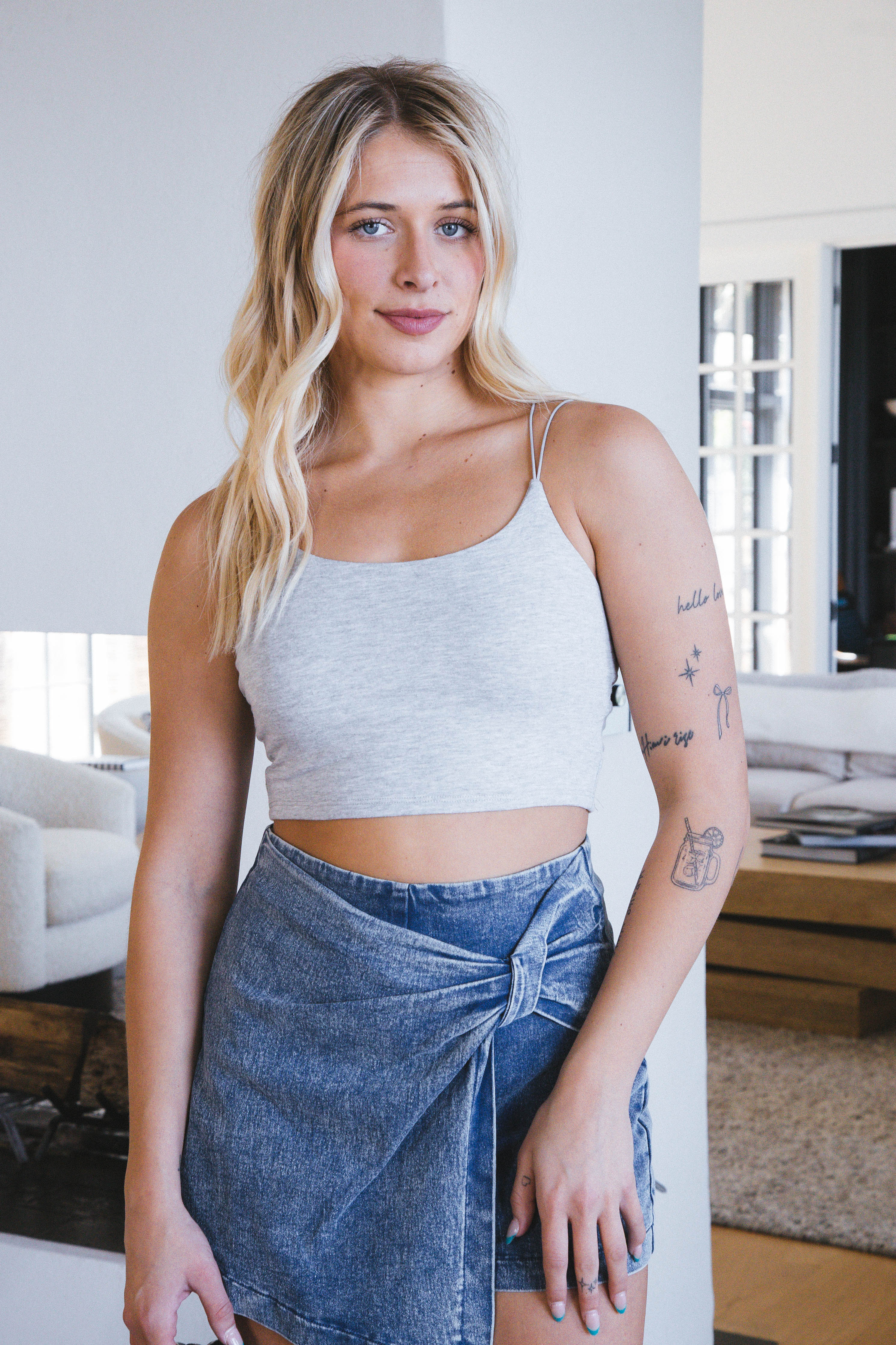 Sarah Cami Crop Top Light Grey Active Basic 
                                 
                                216264 