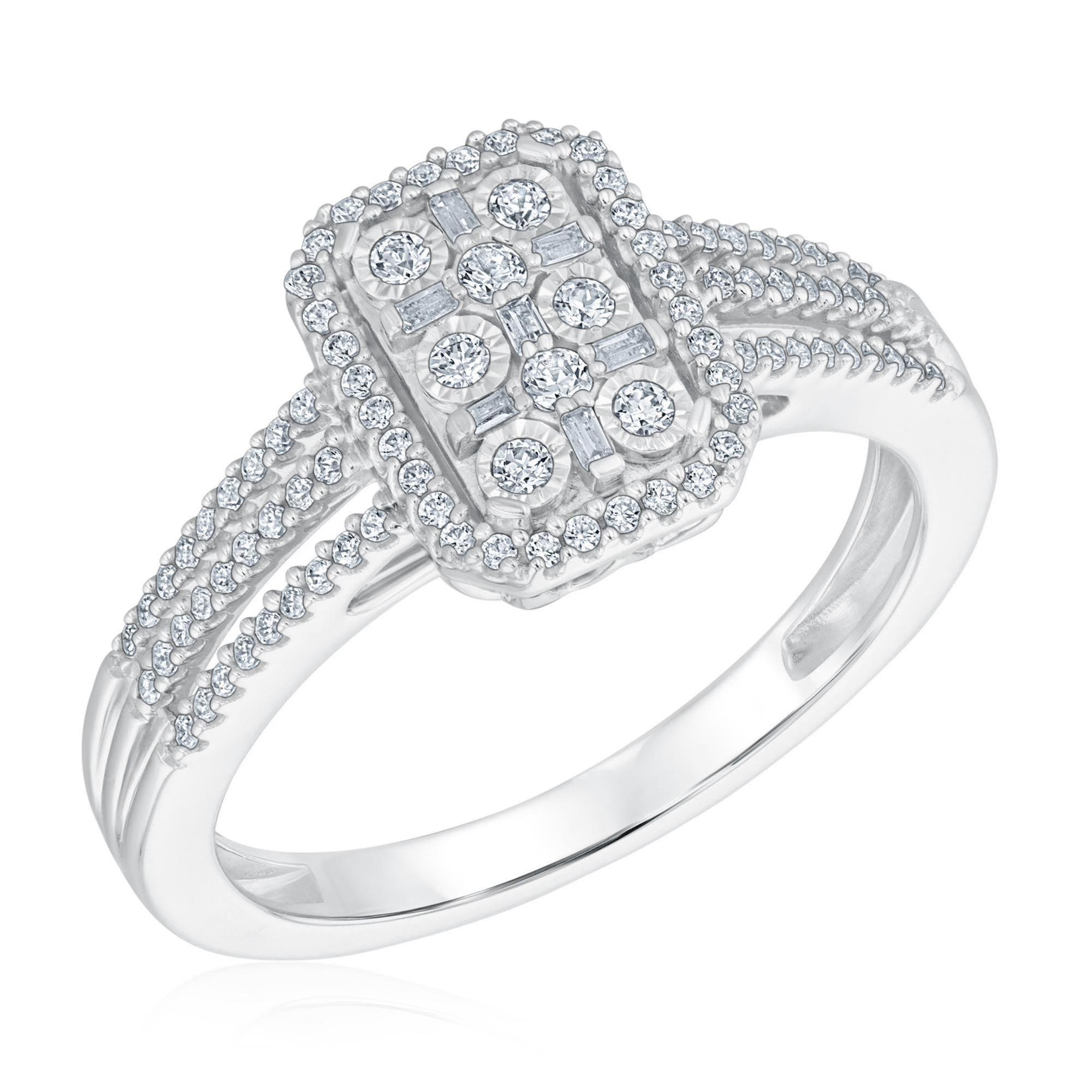 1/3ctw Round and Baguette Diamond White Gold Ring REEDS 
                                 
                                4EWMR149D/07 