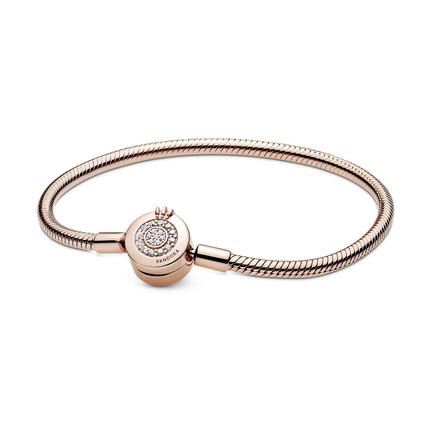 Pandora Sparkling Crown O Snake Chain Bracelet, Rose Gold-Plated - 7.5inches Pandora 
                                5700302886986 
                                589046C01-19 