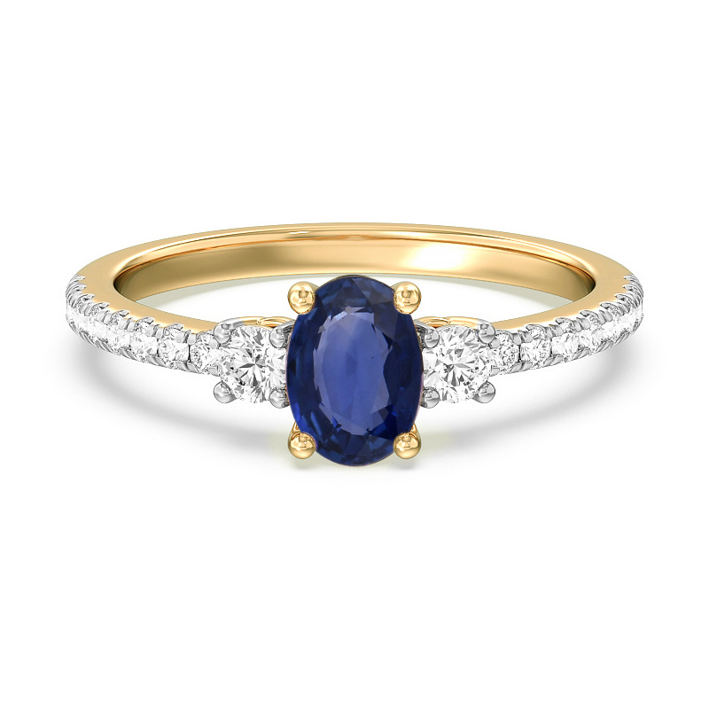 Oval Blue Sapphire and 1/3ctw Lab Grown Diamond Yellow Gold Ring - Size 5 REEDS ECONIC 
                                673226403346 
                                QSRF488886LGD10Y0S0US5 
