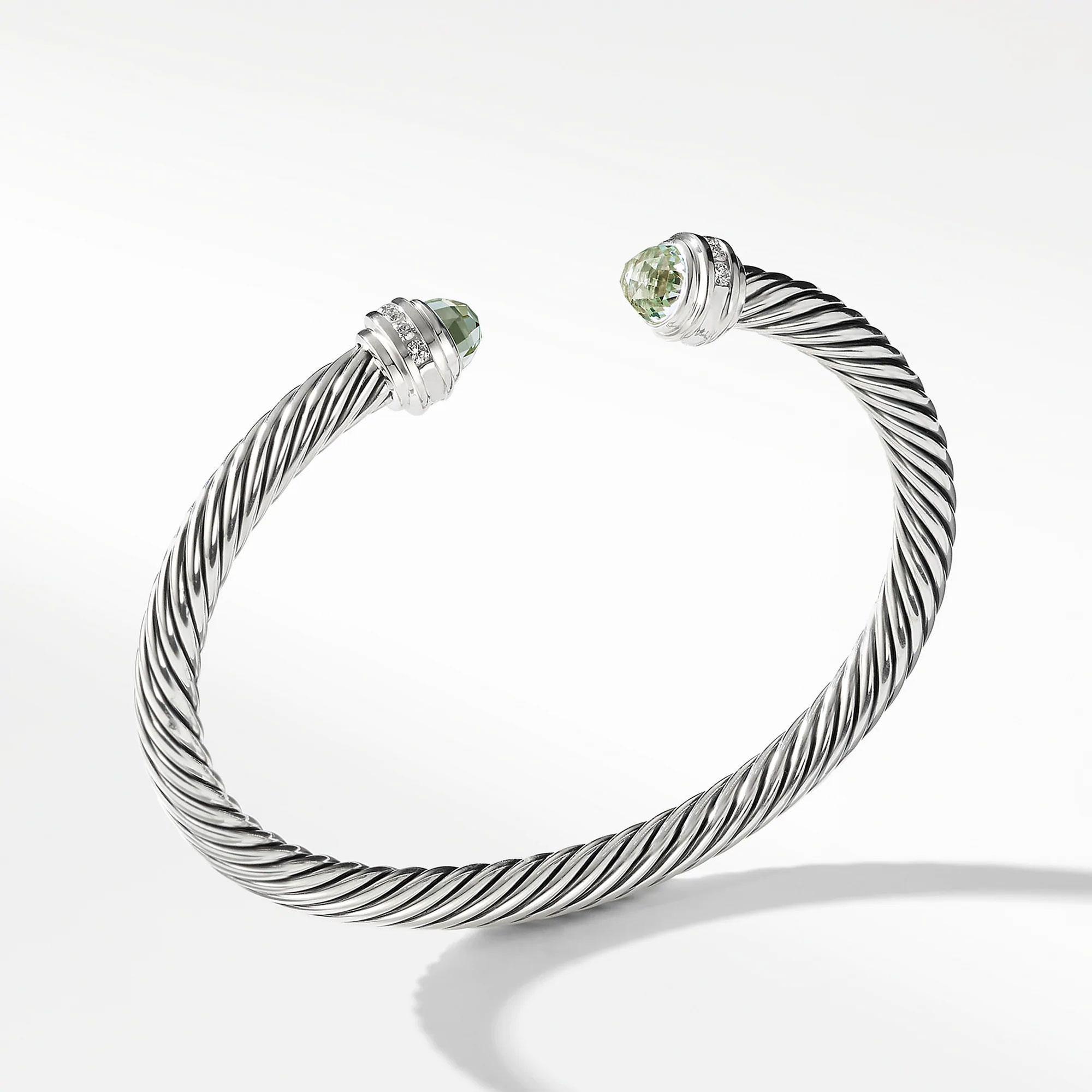 David Yurman Cable Classic Collection Bracelet with Prasiolite and Diamonds, 5mm David Yurman 
                                712161657299 
                                B04182SSAPLDIM 