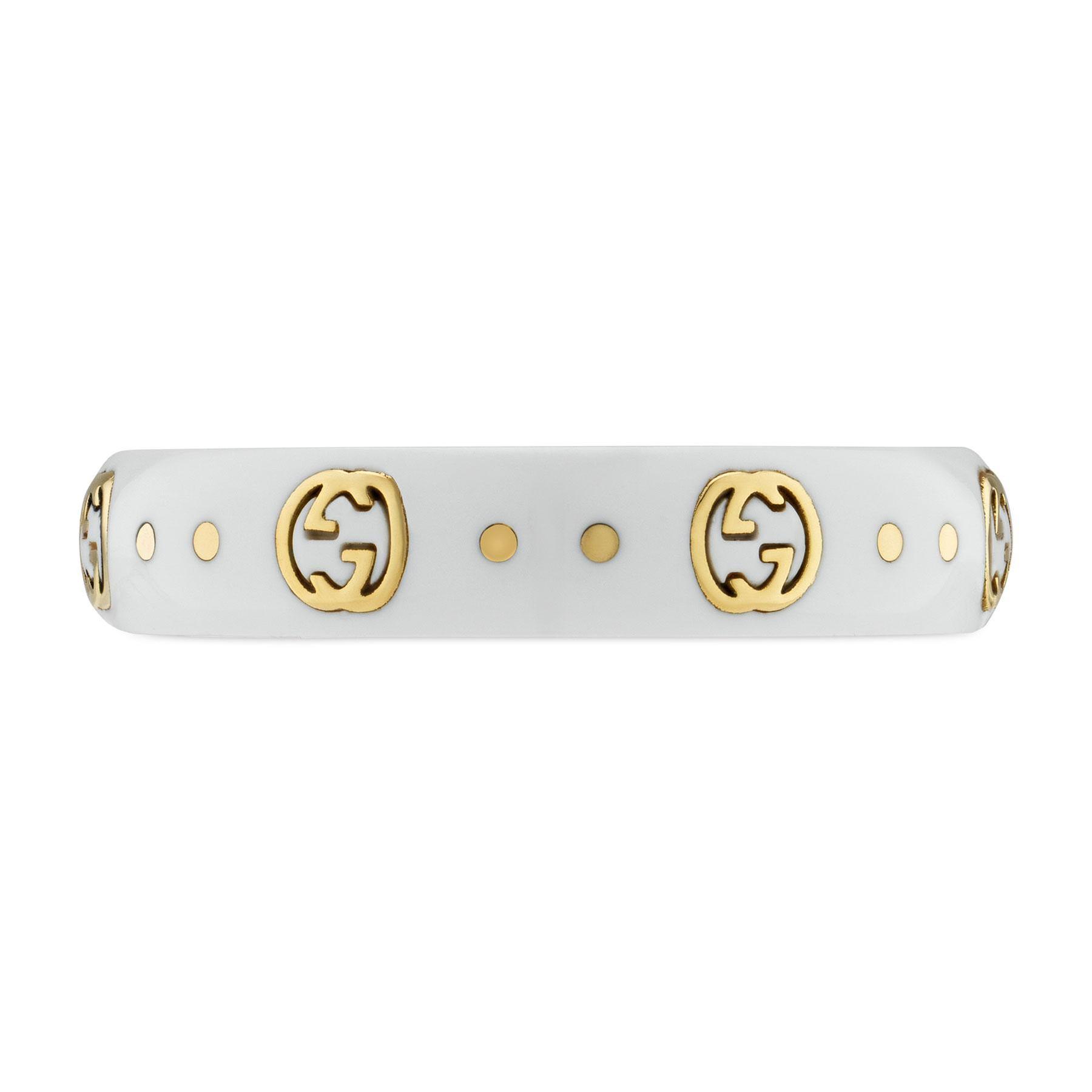 Gucci Icon Interlocking G White and Gold Ring - Size 6.5 Gucci 
                                731903495517 
                                YBC679262002013 