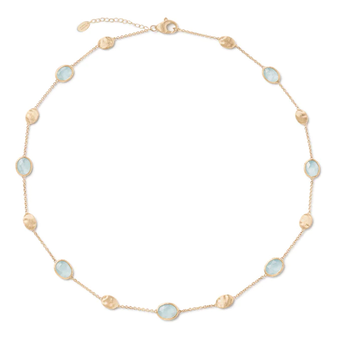 Marco Bicego Aquamarine and Bead Station Yellow Gold Necklace | Siviglia Collection Marco Bicego 
                                8032762438281 
                                CB1874-E AQ01  Y 