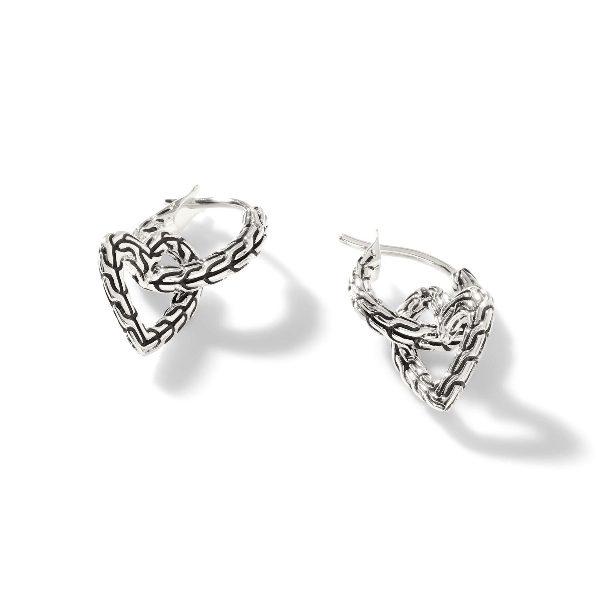 John Hardy Manah Heart Sterling Silver Hoop Drop Earrings | 20mm John Hardy 
                                8254292442051 
                                EB900279 