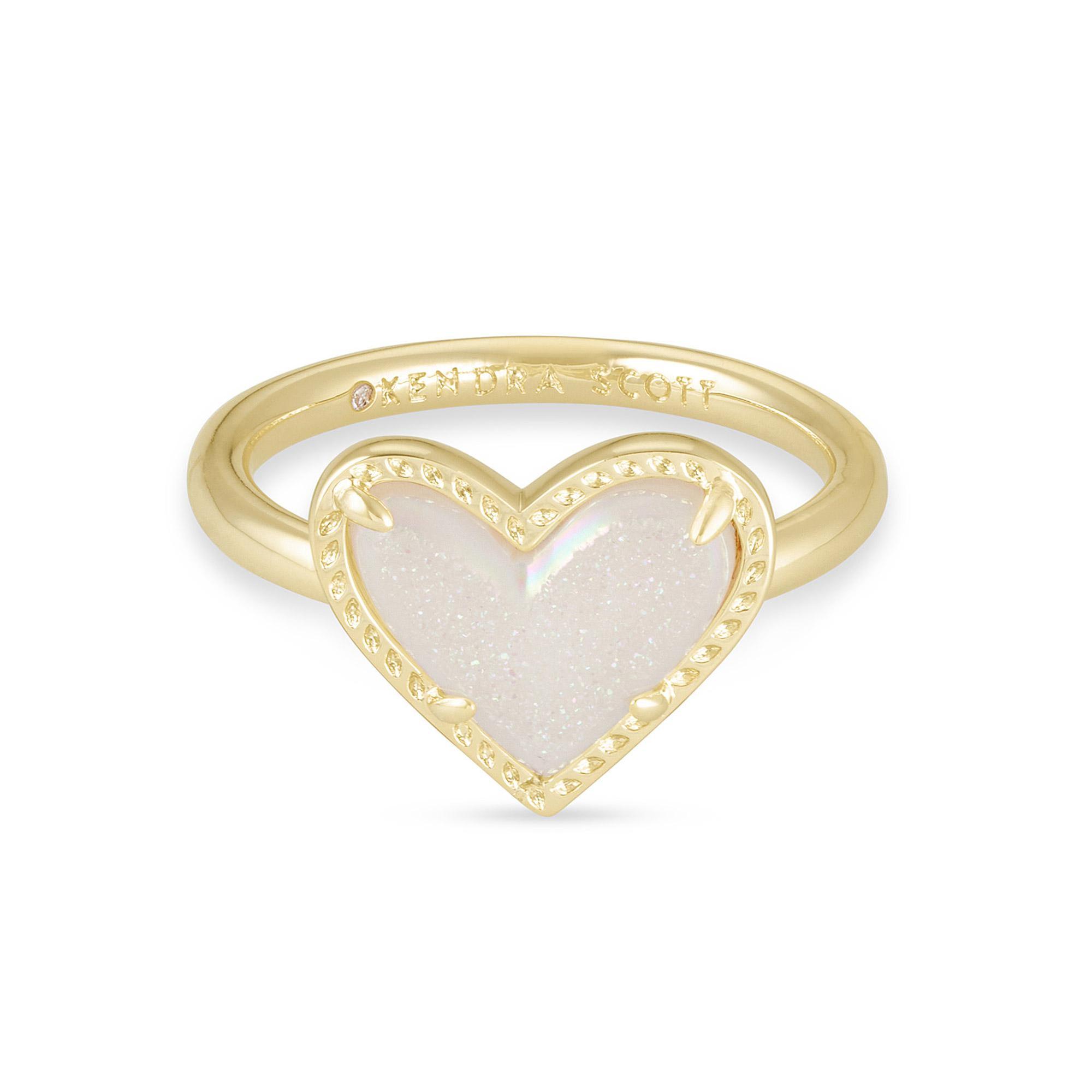 Kendra Scott Ari Heart Ring in Iridescent Drusy - Size 7 Kendra Scott 
                                842177177099 
                                4217717709 