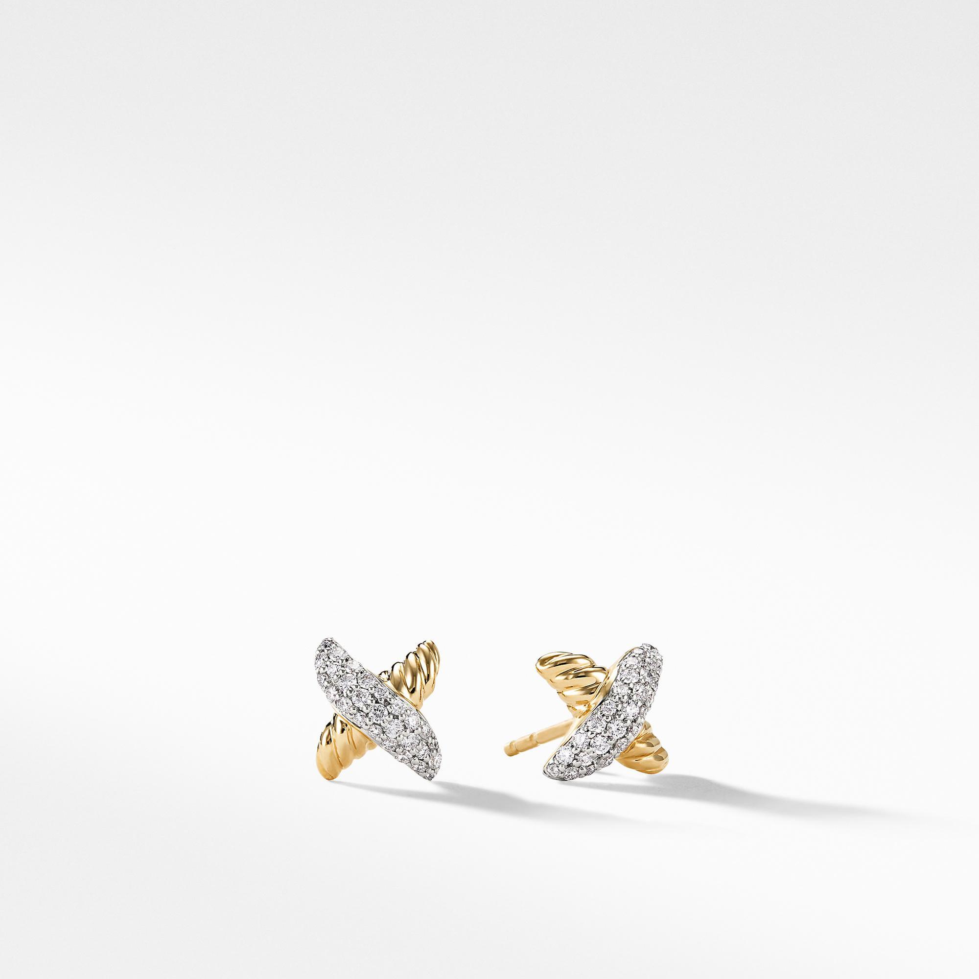 David Yurman X Earrings with Diamonds in 18k Gold David Yurman 
                                883932643602 
                                E11586D88ADI 