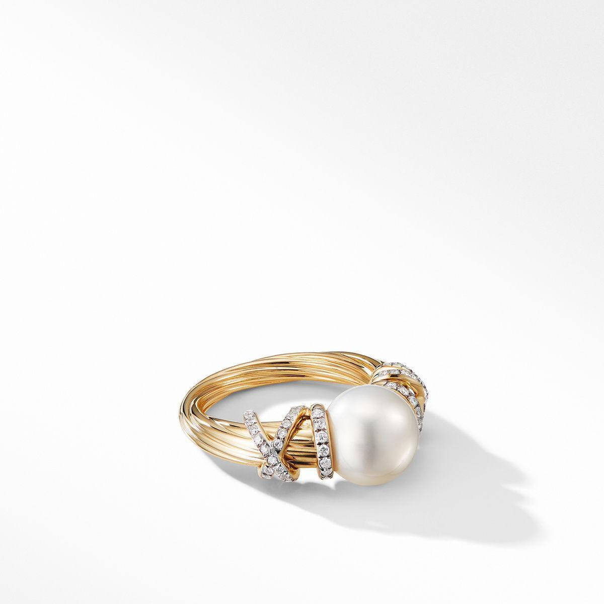David Yurman Helena Pearl Ring in 18k Yellow Gold with Diamonds - Size 7 David Yurman 
                                883932970586 
                                R14546D88DPEDI7 