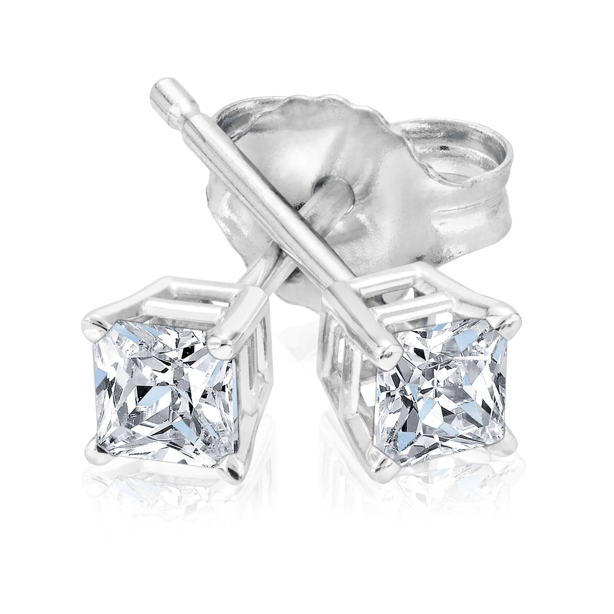 1/3ctw Princess Diamond Solitaire White Gold Stud Earrings - Classic REEDS 
                                 
                                EA33CFPR-WG-RE 