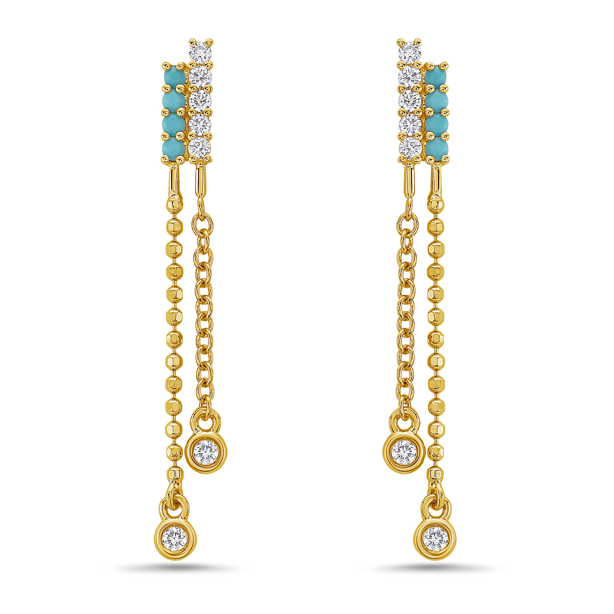 Bassali Turquoise and 1/5ctw Diamond Yellow Gold Drop Earrings Bassali 
                                 
                                ER14143DTQ 