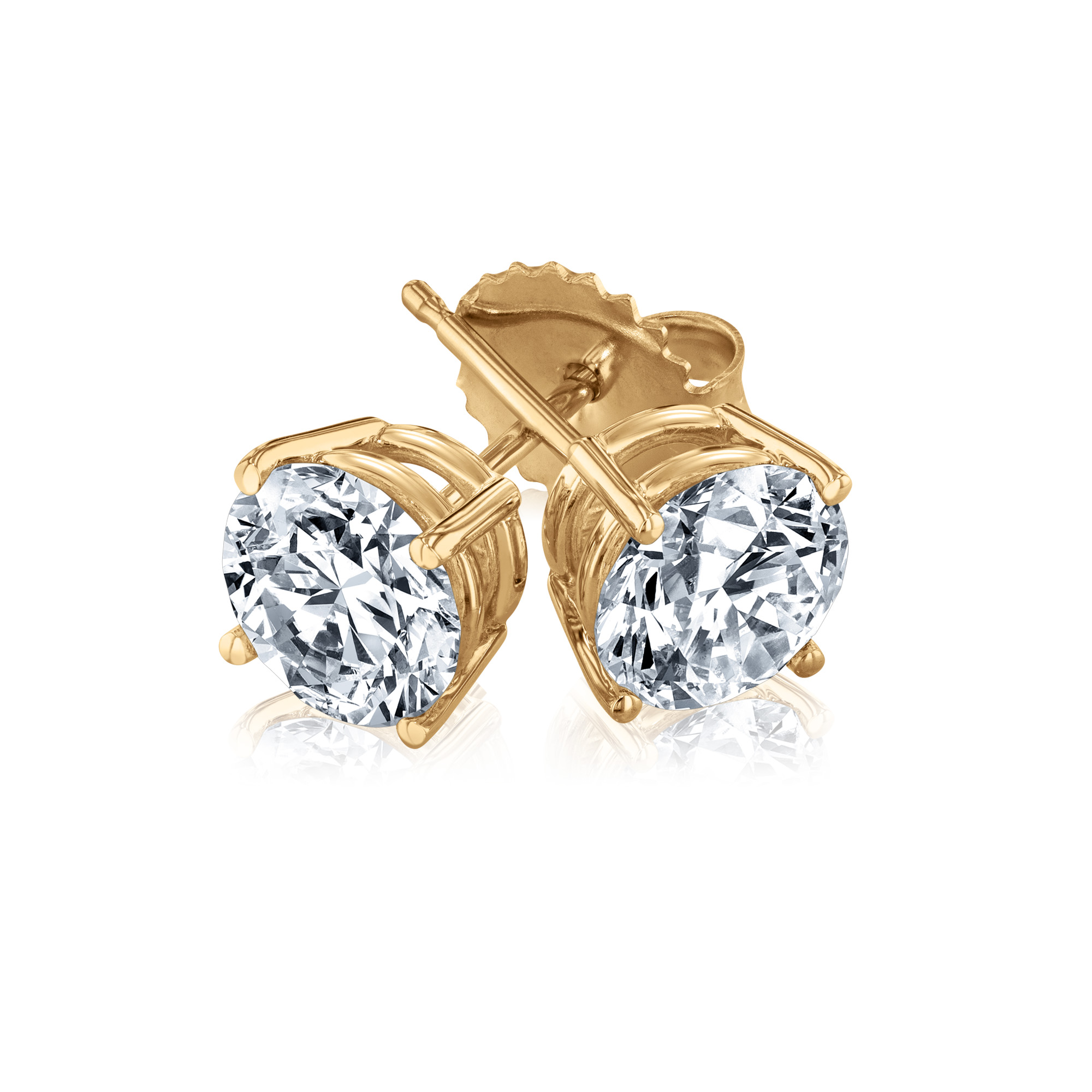 2ctw Round Lab Grown Diamond Yellow Gold Solitaire Earrings REEDS ECONIC 
                                 
                                EVEB200XK5Y 