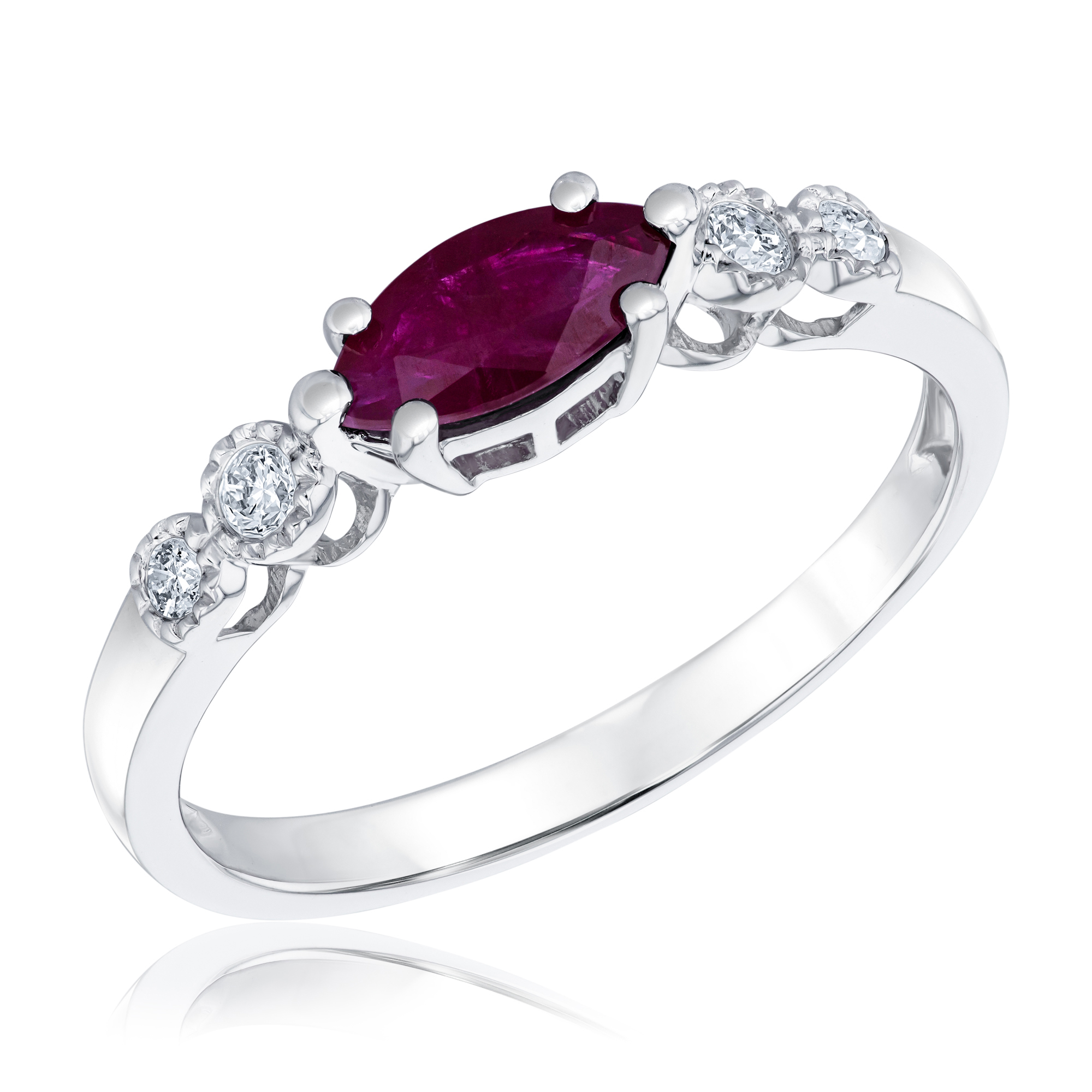 Marquise Ruby and 1/10ctw Diamond White Gold Ring REEDS 
                                 
                                GJ18183R 