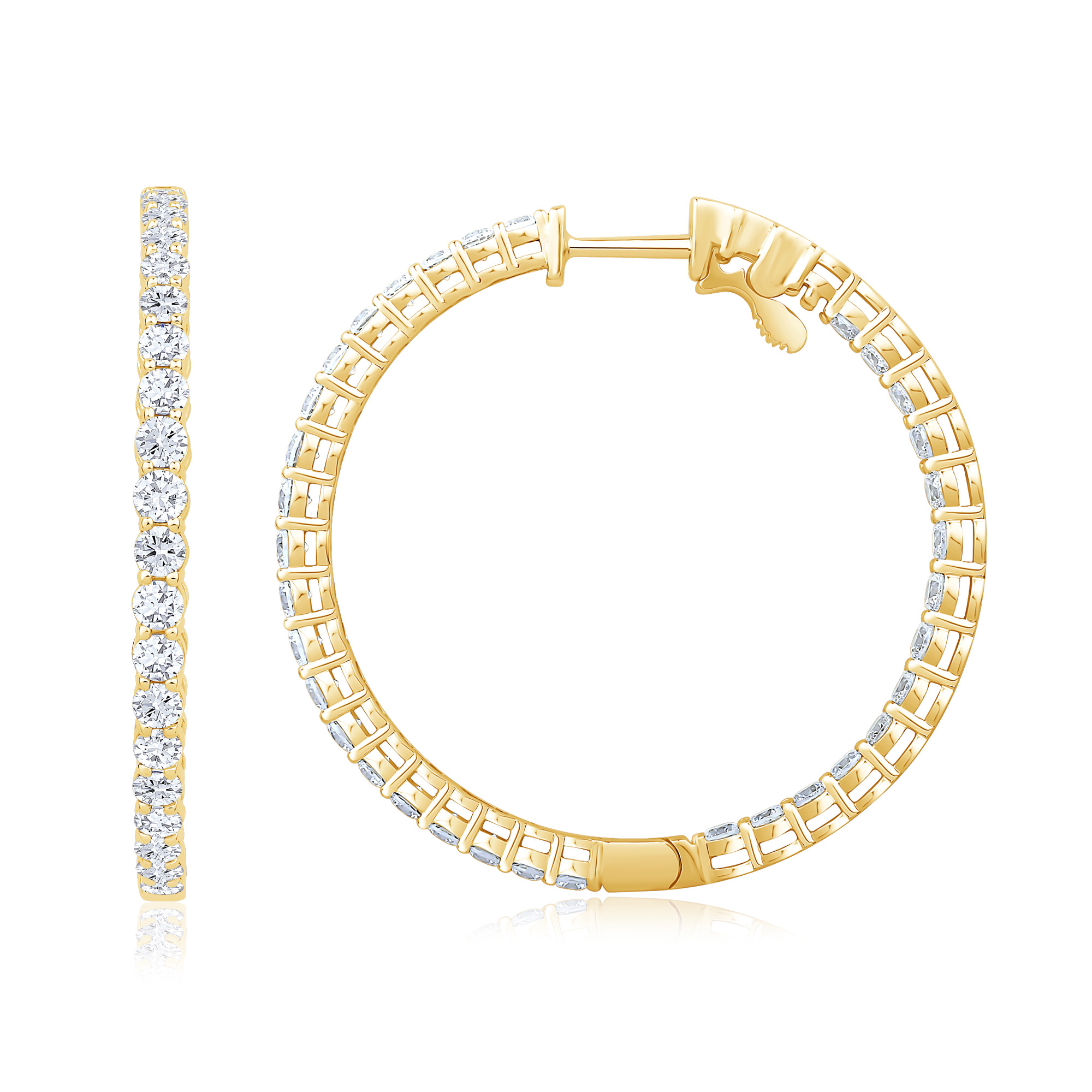 4ctw Diamond Inside Out Yellow Gold Hoop Earrings REEDS 
                                 
                                MJWR3432DC14Y*W 