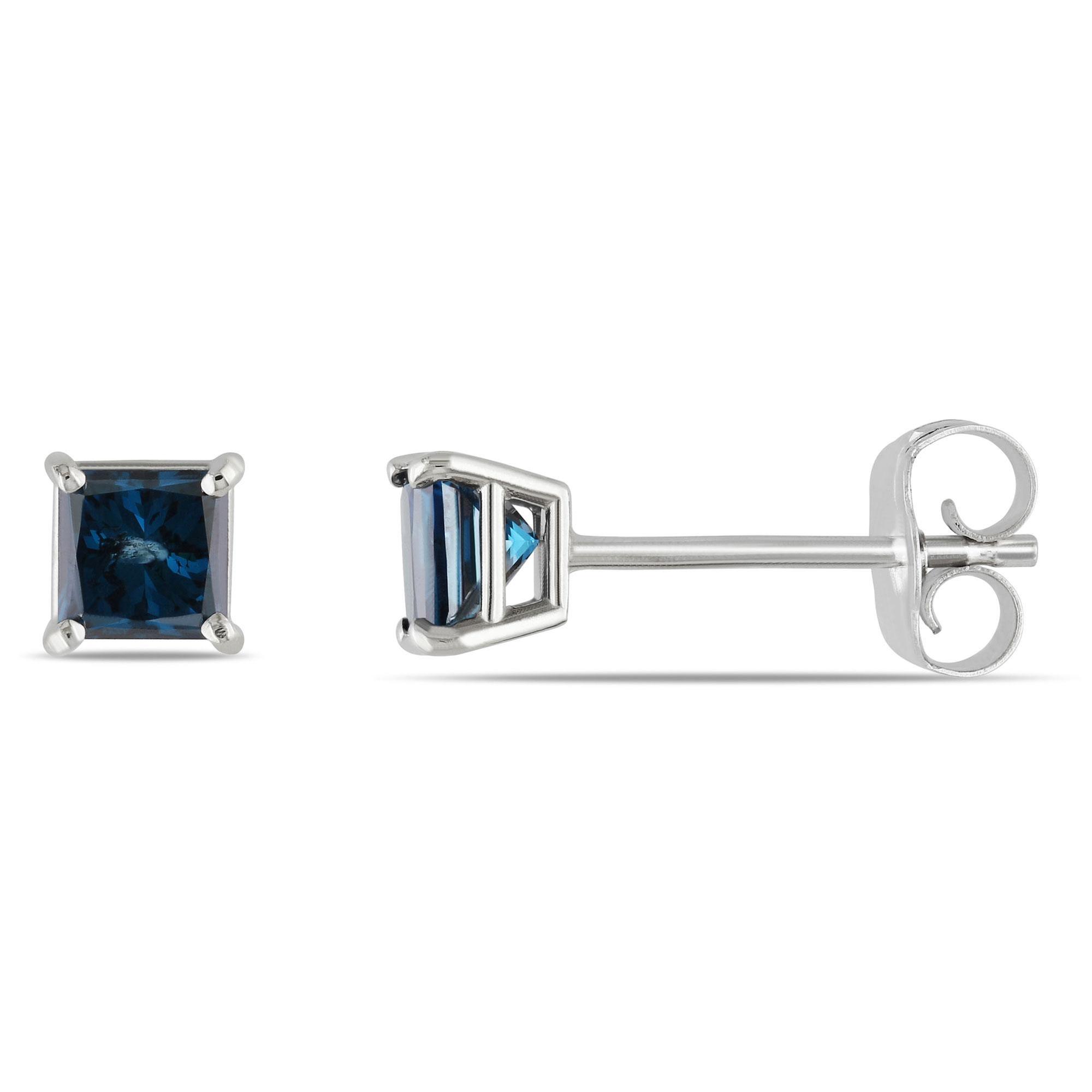 1/2ctw Princess Blue Diamond Solitaire White Gold Earrings REEDS 
                                 
                                RDJ003788 