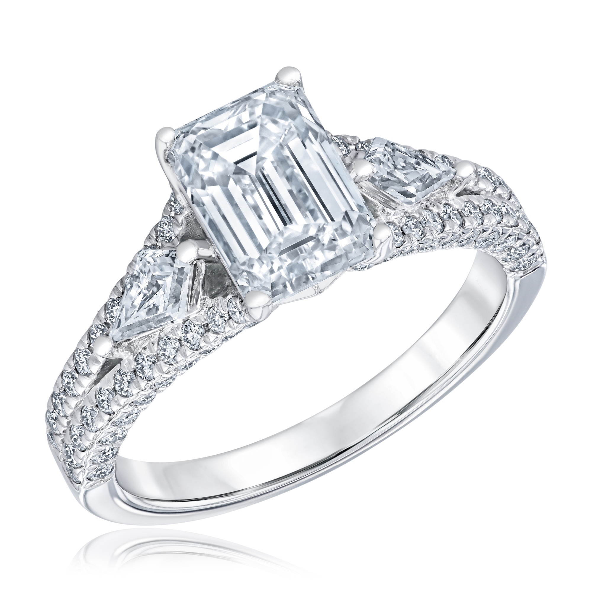 Downton Abbey 3ctw Emerald Lab Grown Diamond White Gold Engagement Ring | Lady Mary Downton Abbey by REEDS Jewelers 
                                 
                                S-RE22037-4W 