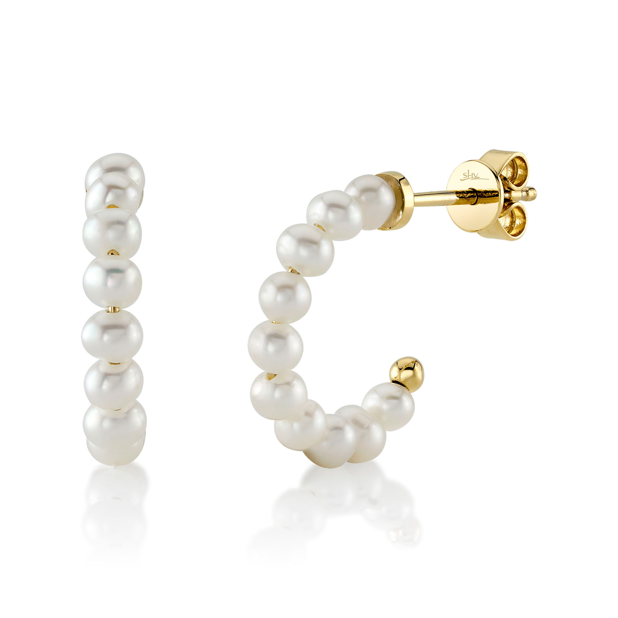 Shy Creation Freshwater Cultured Pearl Yellow Gold Hoop Earrings Shy Creation 
                                 
                                SC36213972V2D0.60 