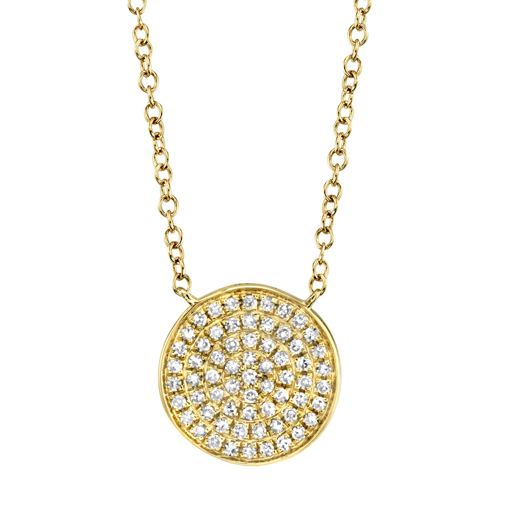 Shy Creation 1/6ctw Diamond Pave Circle Yellow Gold Necklace Shy Creation 
                                 
                                SC55002399 