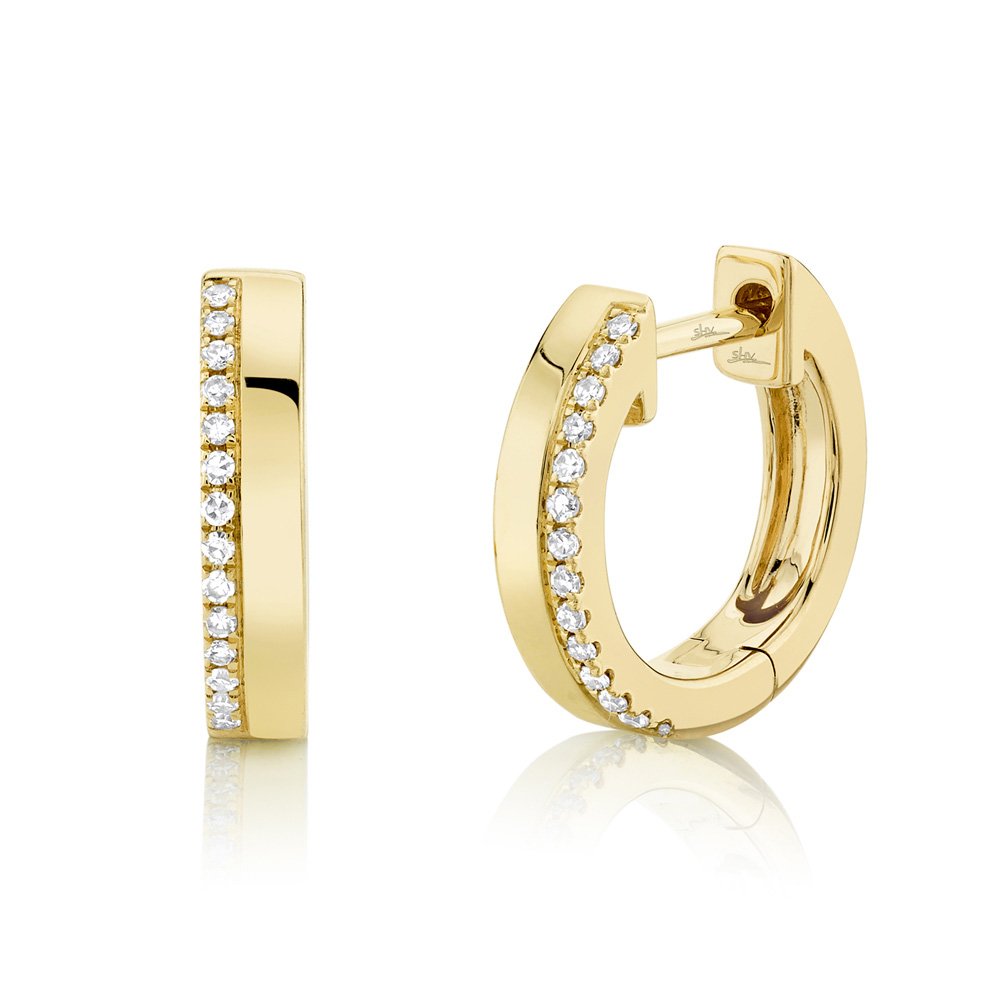 Shy Creation 1/15ctw Diamond Yellow Gold Huggie Hoop Earrings Shy Creation 
                                 
                                SC55006225 