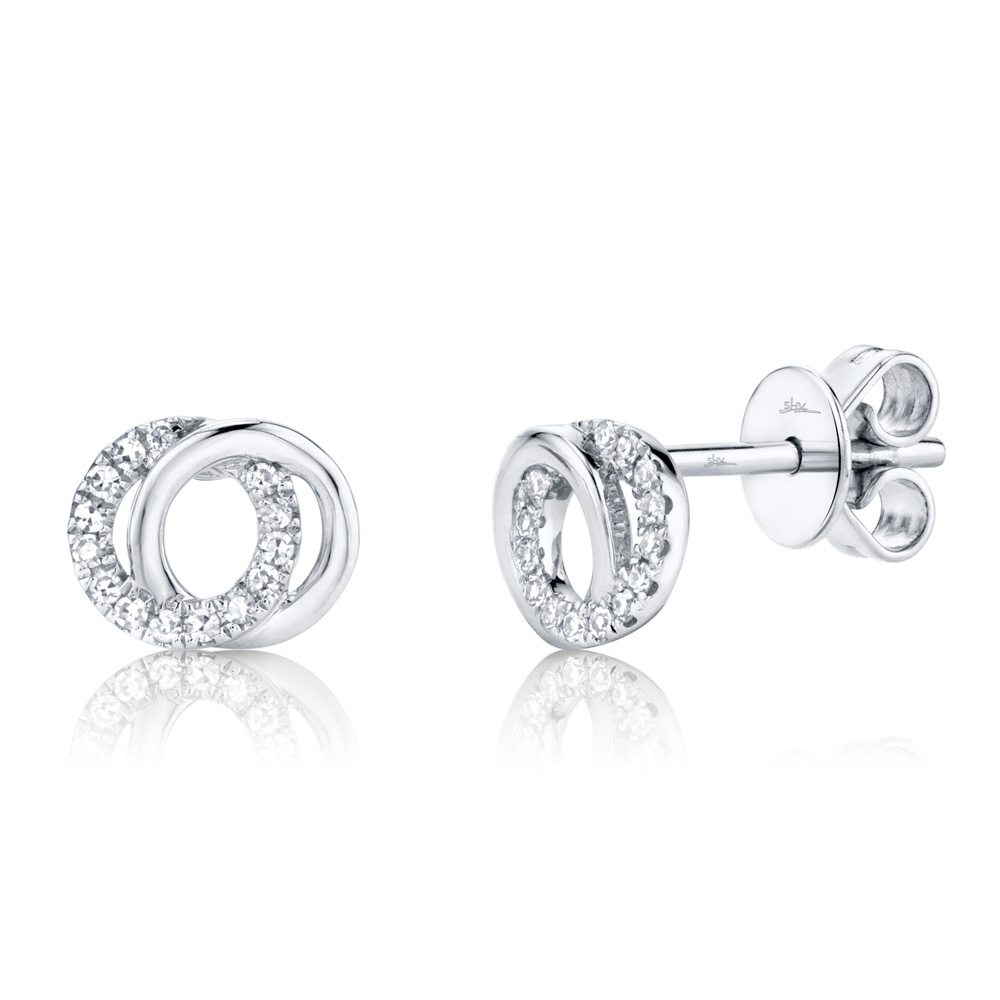 Shy Creation 1/10ctw Diamond Love Knot Circle White Gold Stud Earrings Shy Creation 
                                 
                                SC55009821 