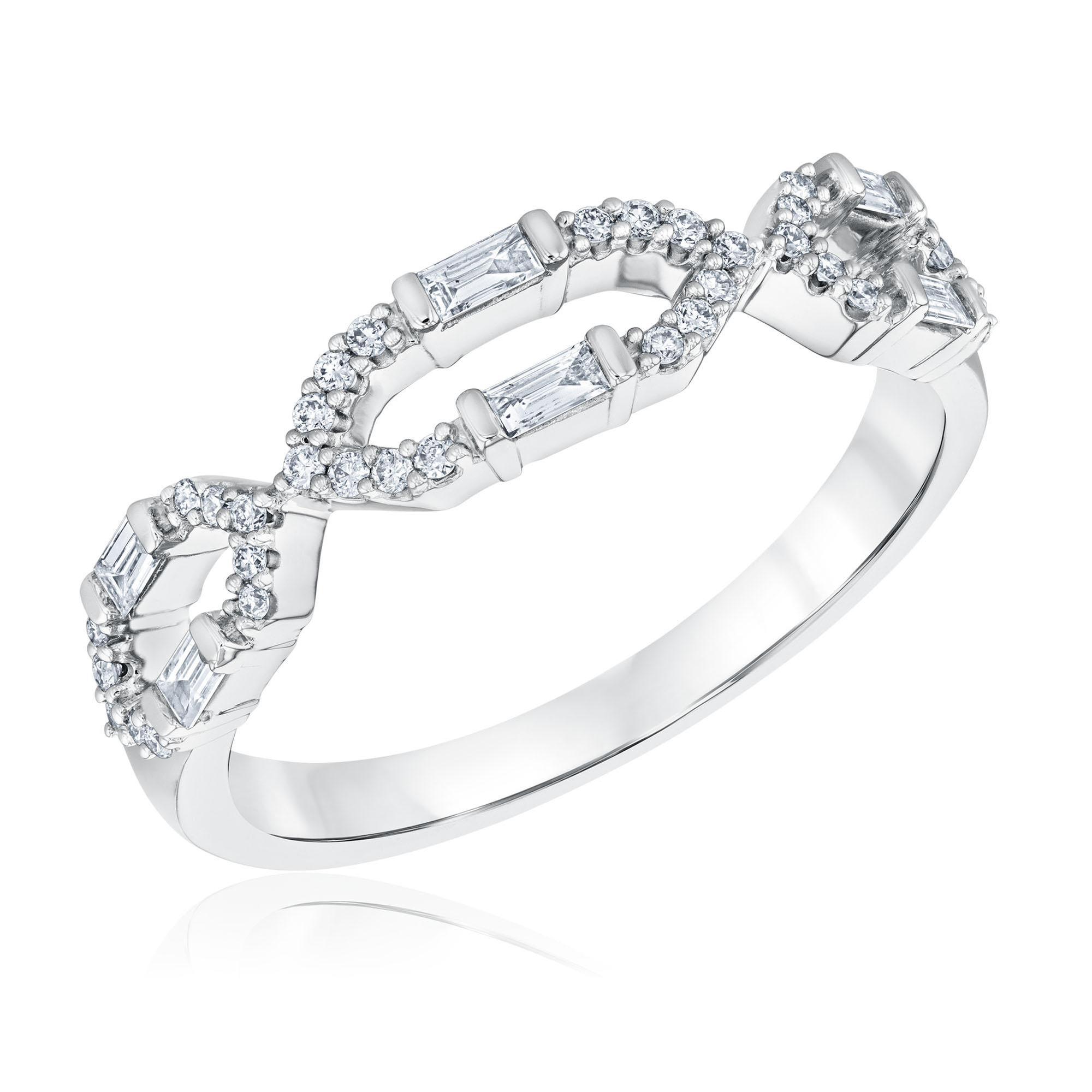 1/4ctw Baguette and Round Diamond Elongated Hexagon Ring - Vintage Collection REEDS Roberta Z 
                                 
                                XR3002D-WGD1 