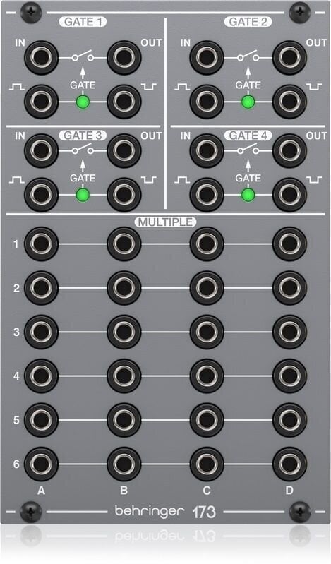Behringer 173 Quad Gate/Multiples Système modulaire Behringer 
                                4033653032148 
                                173-QUAD-GATE-MULTIPLES 