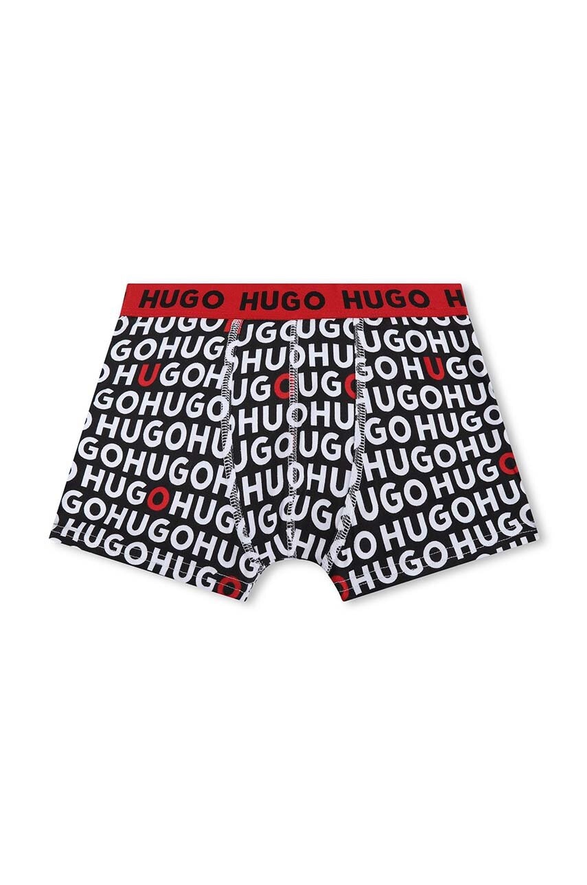 Dětské boxerky HUGO 2-pack černá barva