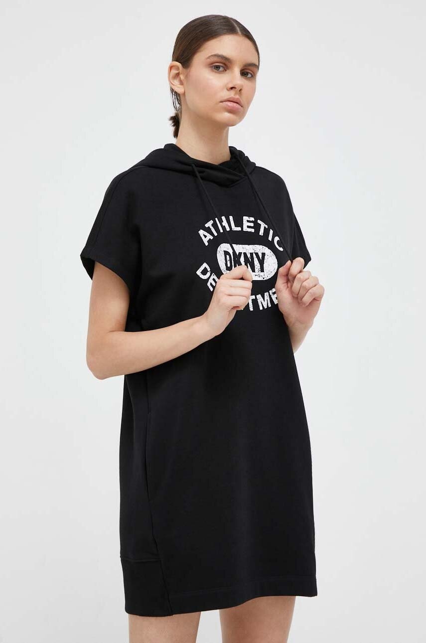 Šaty Dkny černá barva, mini, oversize