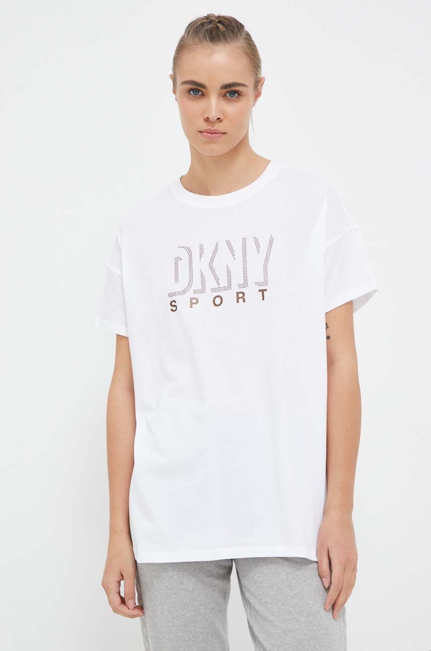 Bavlněné tričko Dkny bílá barva