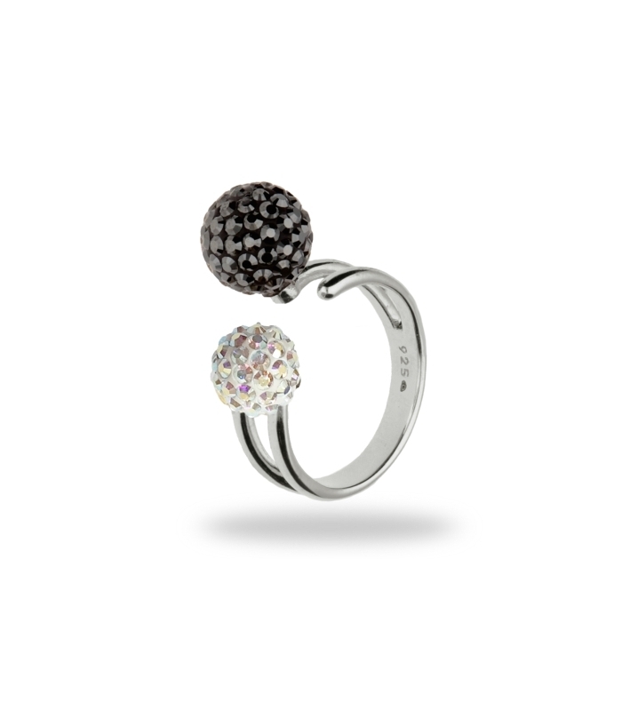 Prsten se Swarovski Elements kulička Hematite + AB,Prsten se Swarovski Elements kulička Hematite + AB