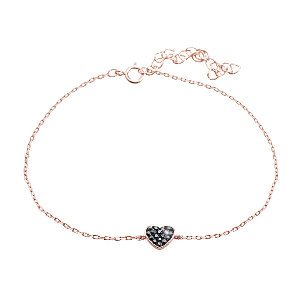 Náramek černý se Swarovski Elements Srdce Hematite,Náramek černý se Swarovski Elements Srdce Hematite