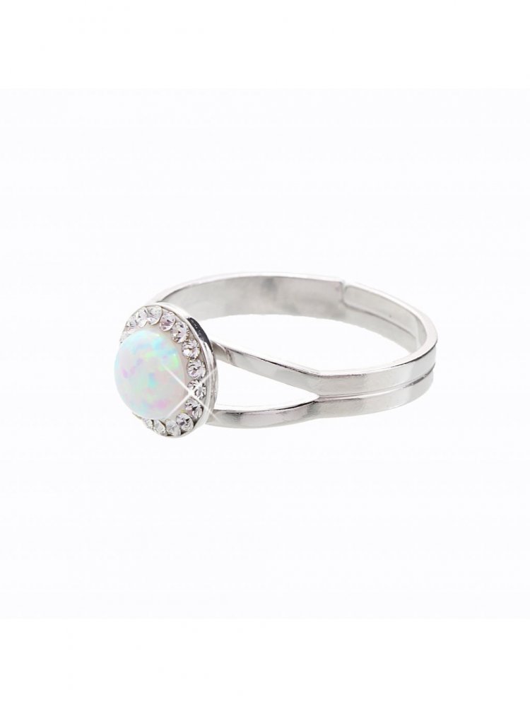 Prsten bílý opál se Swarovski Elements Krystal,Prsten bílý opál se Swarovski Elements Krystal
