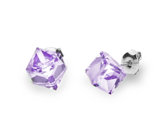 Náušnice se Swarovski Elements Medium Cube Studs  K48416V Violet,Náušnice se Swarovski Elements Medium Cube Studs  K48416V Violet