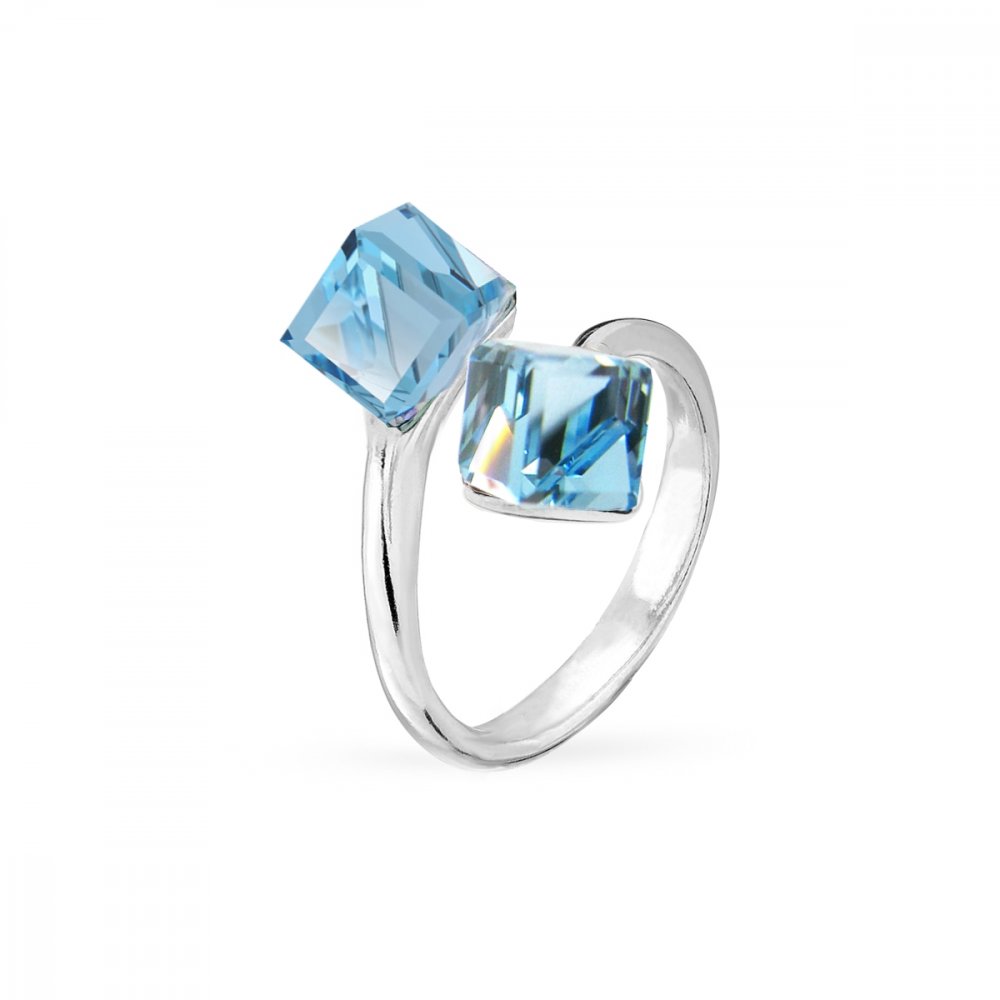Prsten se Swarovski Elements Cube P48416PAQ Aqua 6 mm,Prsten se Swarovski Elements Cube P48416PAQ Aqua 6 mm