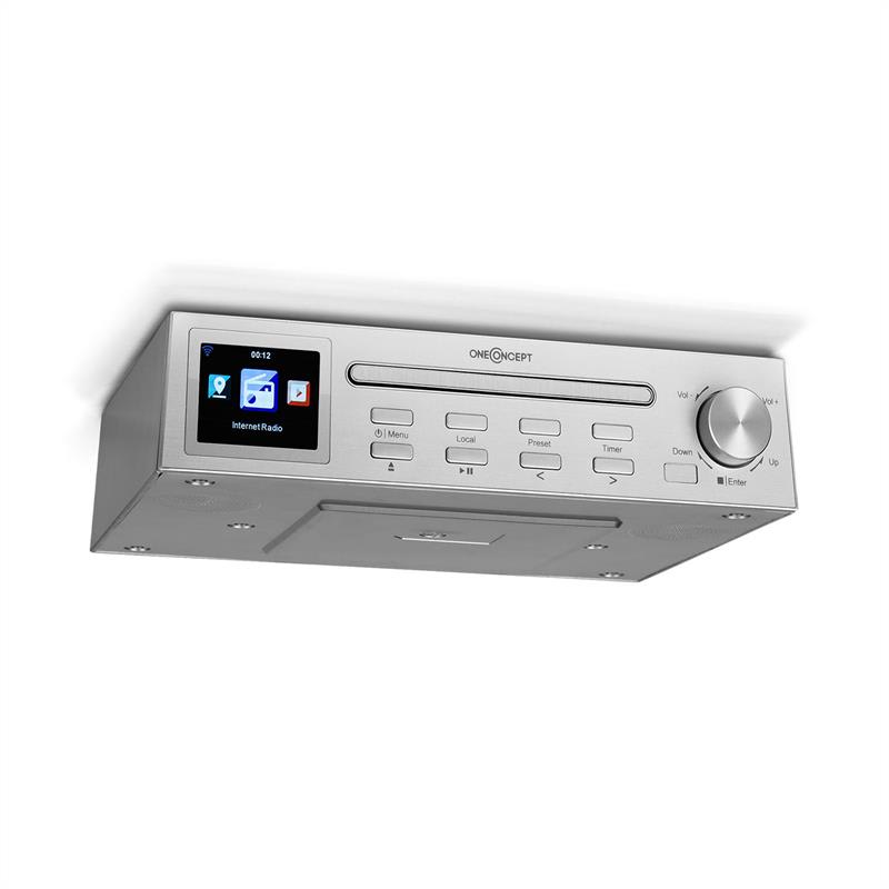 OneConcept Streamo Chef Küchenradio CD-Player BT 2,4"HCC Display silber