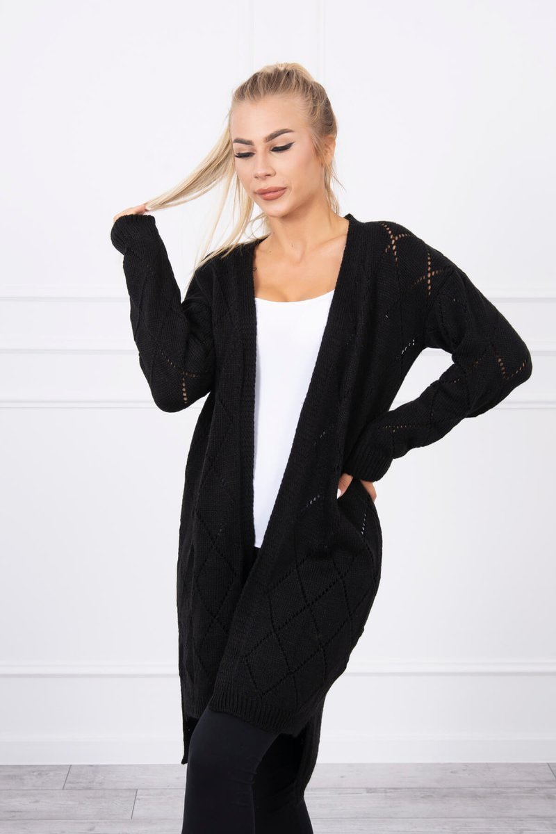 Black sweater with geometric pattern