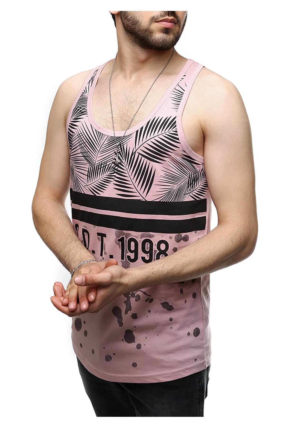 Madmext Leaf Patterned Pink Undershirt 2453