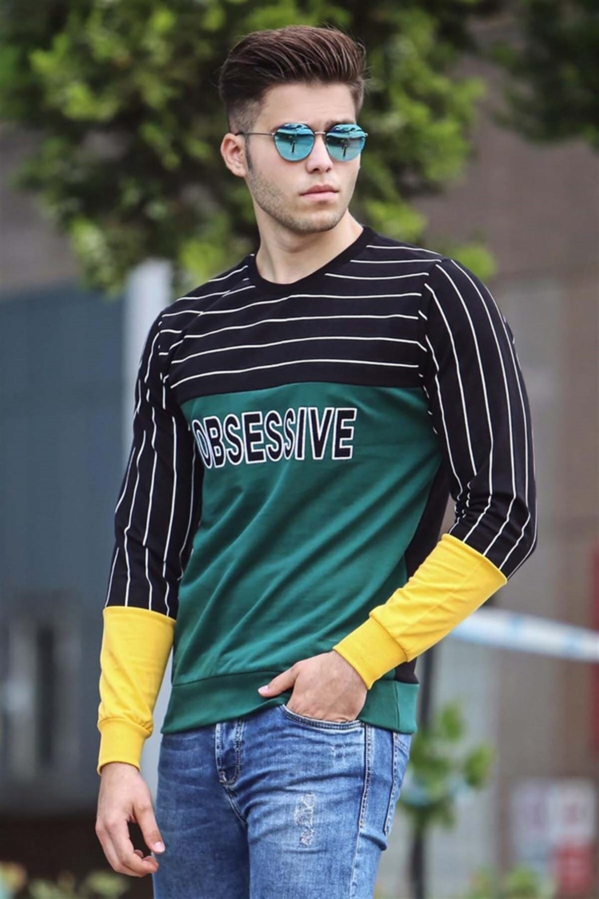 Madmext Printed Green Sweatshirt 4184
