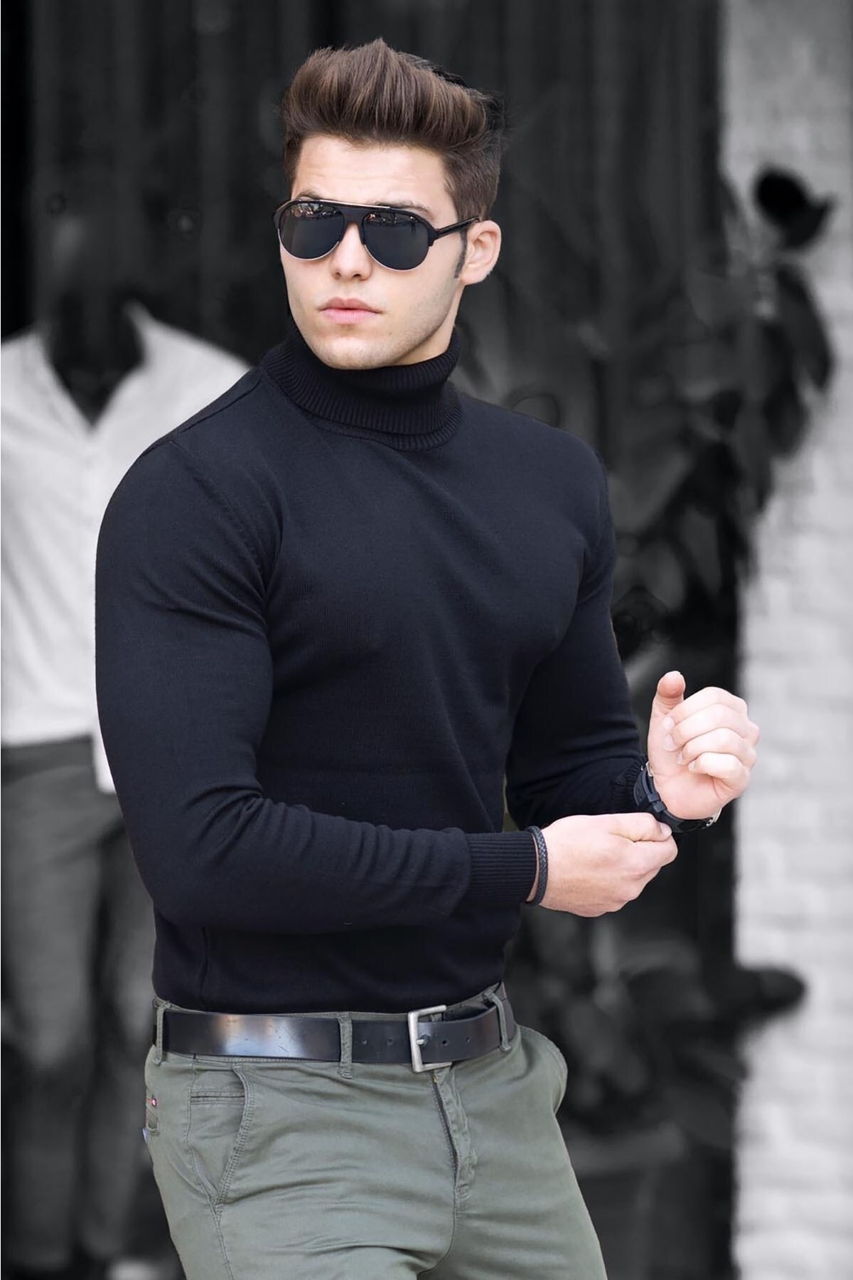 Madmext Black Turtleneck Sweater 4656